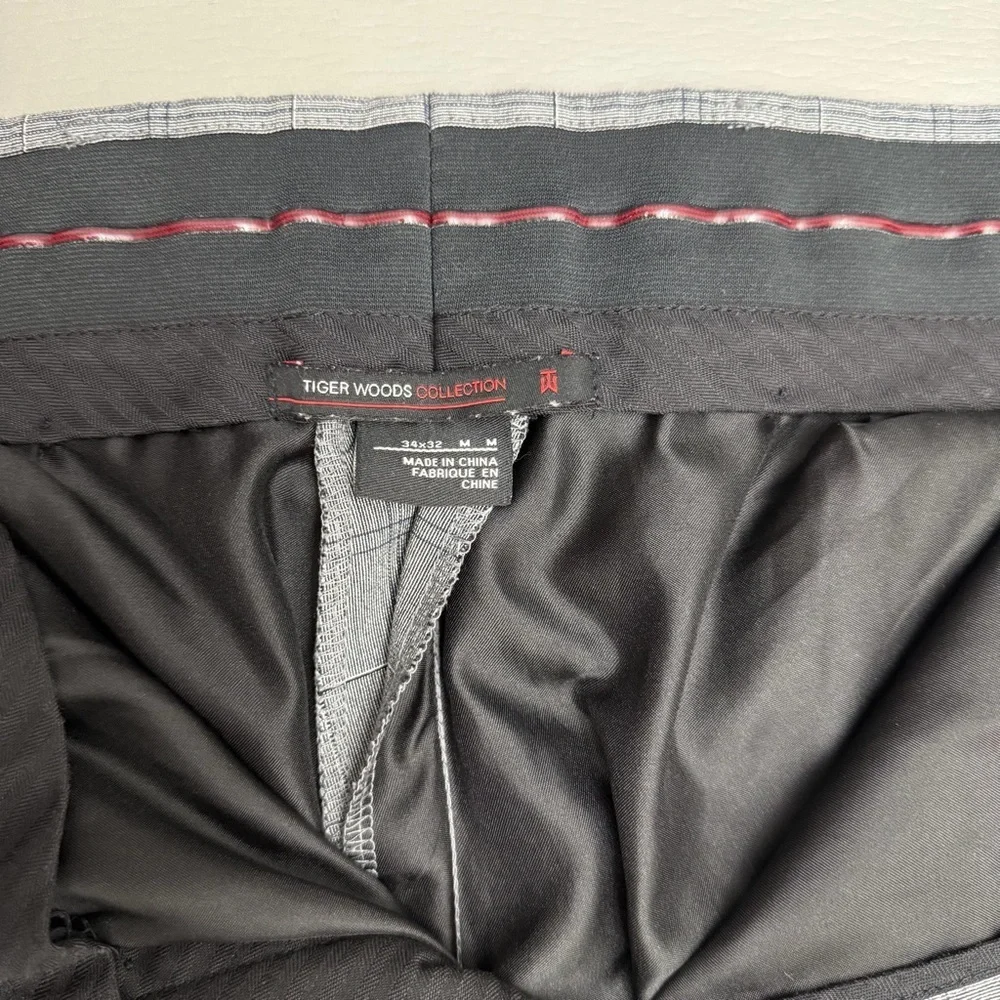 Tiger Woods Collection Men’s Dress Pants 34x32 Gray Plaid Stretch Golf